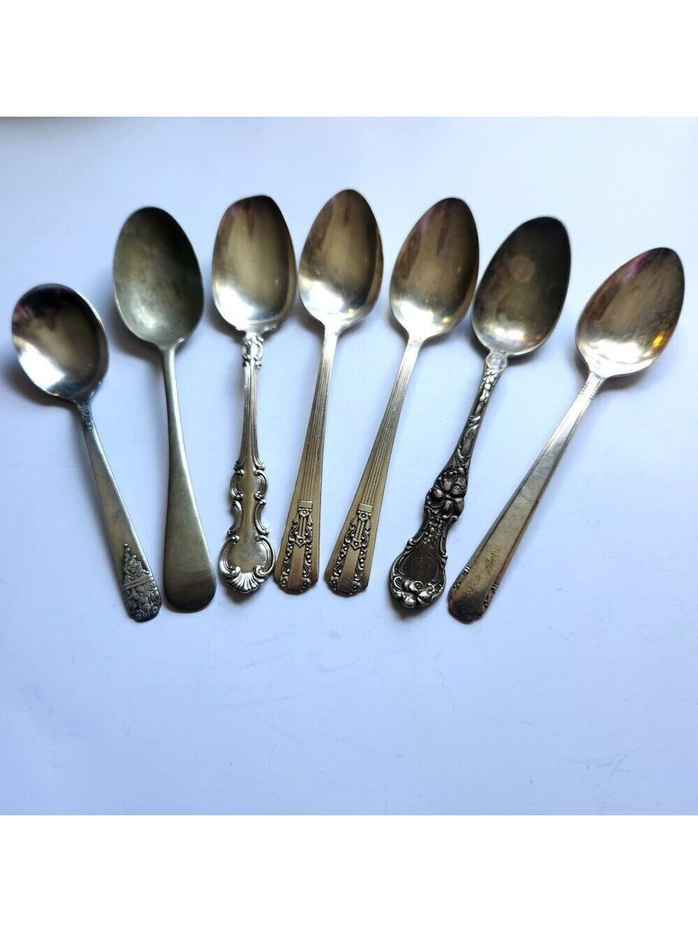 Set of 7 Mixed Vintage Spoons • Unique Designs • Rustic Décor